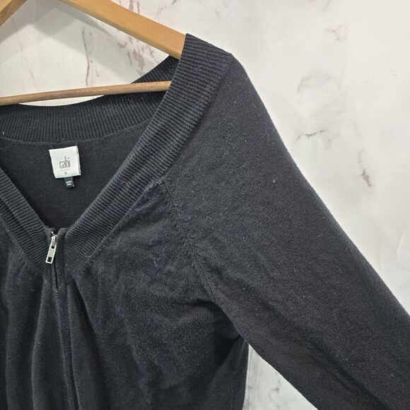 Cabi Cardigan Womens Medium Black 5453 Sweater Switchback Two Way Zip - Picture 9 of 10